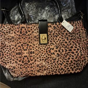 Leopard Print Tote Bag with Black Accents